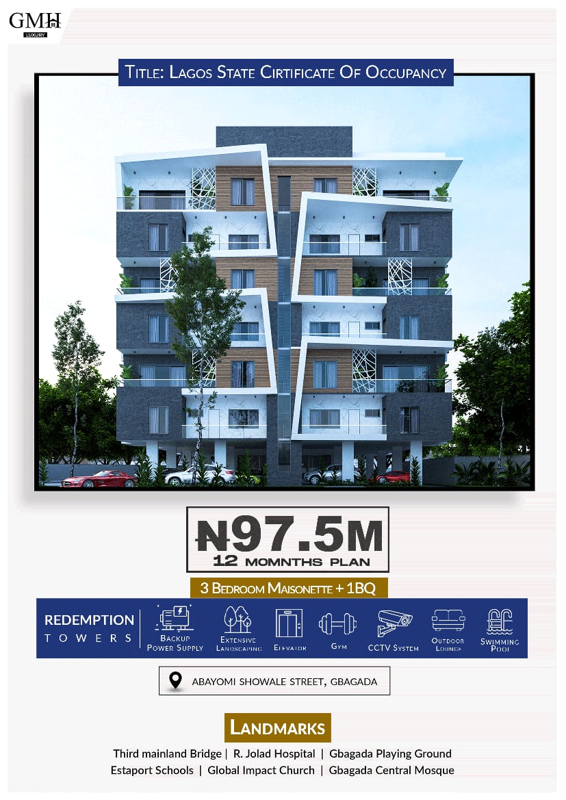 REDEMPTION TOWERS, GBAGADA Apartments &