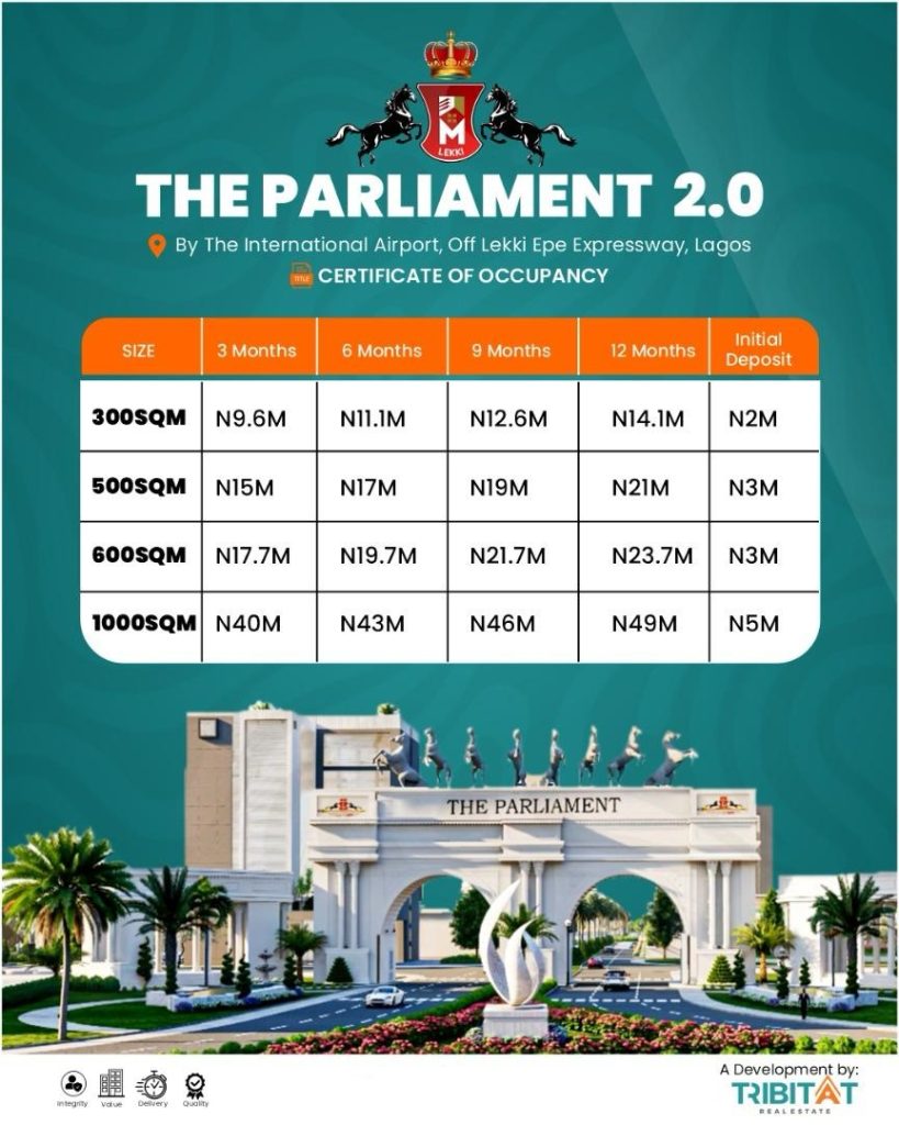 INTRODUCING THE PARLIAMENT 2.0 - Prime Residential Plots Near Lekki Airport -1