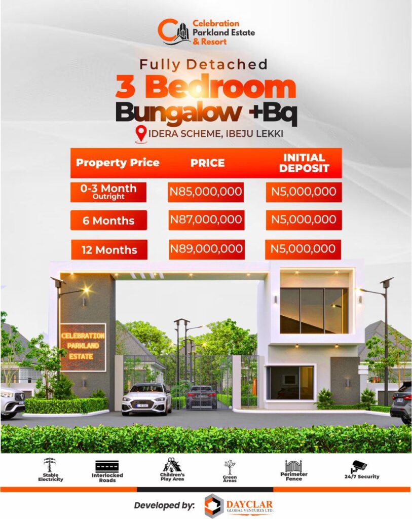 Celebration Parkland Estate-3 bedroom-bungalow-celebration-green-villa-idera-scheme-ibeju-lekki-lagos-for-sale-85M -1