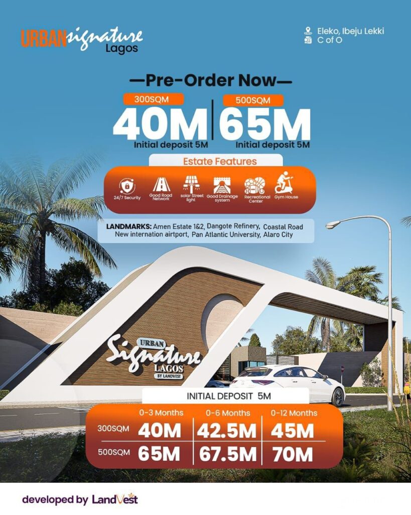 URBAN SIGNATURE LAGOS, ELEKO IBEJU-LEKKI Serviced Plots - 3-Bedroom Bungalows for Sale with C of O -1