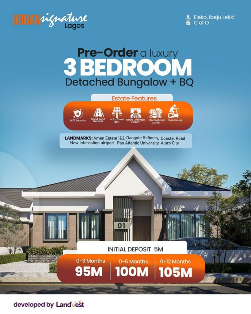 URBAN SIGNATURE LAGOS, ELEKO IBEJU-LEKKI Serviced Plots - 3-Bedroom Bungalows for Sale with C of O -2