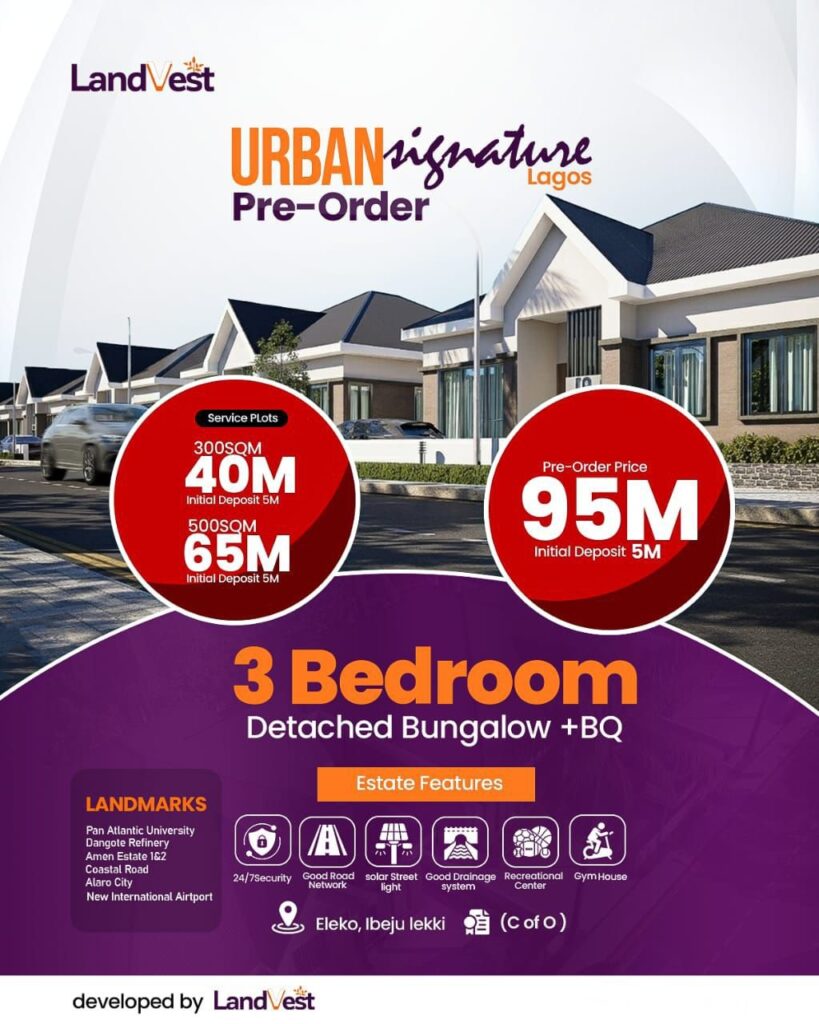 URBAN SIGNATURE LAGOS, ELEKO IBEJU-LEKKI Serviced Plots - 3-Bedroom Bungalows for Sale with C of O -7
