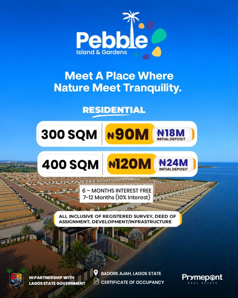 DISCOVER LAGOS’ NEXT ICONIC WATERFRONT LIFESTYLE—PREMIUM LAND FOR SALE IN BADORE, AJAH - PEBBLE ISLAND - GARDENS -1